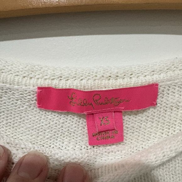 Lilly Pulitzer | Danette Sweater Resort White Coffee Beach Repeat Preppy XS - Picture 3 of 7